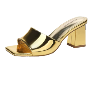 Sandales à talons hauts compensés en PU légères pour femmes, à bout ouvert, couleur unie, talons épais, pour printemps, été, automne, usage extérieur - Product Image 1