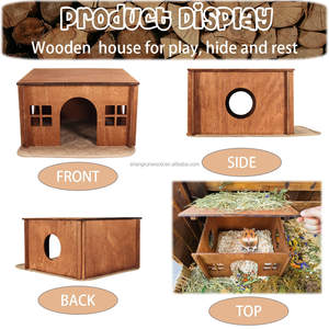 Giocattoli di criceto in legno del produttore su misura cabina forestale criceto case a dormire con finestre - Product Image 5