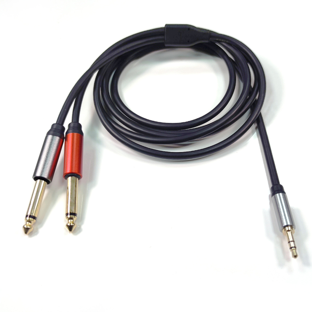 1/4 Inch 1/8 Inch 3.5mm 6.35mm PVC Jacket Instrument Cable 1.8m 5mm Audio Splitter for Microphone DVD Player Combination