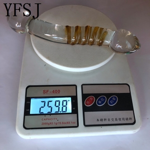 Gladde borosilicaatglas <span class=keywords><strong>dildo</strong></span> voor prostaat- en puntmassage, transparante theestripkleur, unisex voor vrouwen en mannen, 200x35mm, 259g - Product Image 6