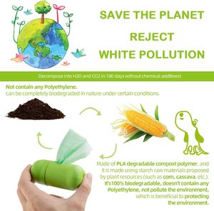 Sac à déchets en rouleau biodégradable et compostable Sacs à excréments biodégradables pour chien avec distributeur - Product Image 4