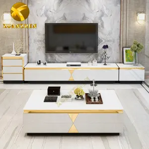 Hochwertige Wohnzimmer möbel Luxus Desktop Metall füße Moderner Couch tisch Spiegelglas Couch tisch