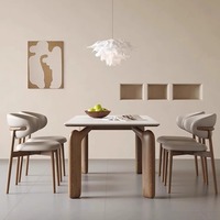 Table à manger en bambou de style nordique, moderne et simple, couleur noyer, rectangulaire, pour petit appartement, usage domestique, plateau en roche, fabriquée en Chine