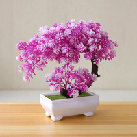 Bonsaï Artificiel Réaliste en Plastique avec Pot Blanc - Décoration de Thanksgiving et de Mariage, Feuilles Hautement Réalistes, Utilisation sur Bureau