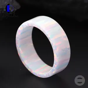 Gentdes Jewelry Rainbow Opal Rings White Fire Opal Ring Wedding Bands 6mm Man Ring Pure Opal Style
