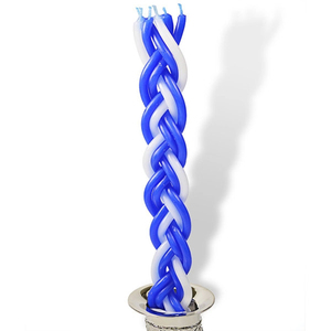 <span class=keywords><strong>Bougie</strong></span> Havdalah en cire de paraffine faite à la main <span class=keywords><strong>bougie</strong></span> de Shabbat torsadée bleue et blanche cadeau juif pour l'éclairage rituel du sabbat - Product Image 2