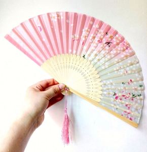 Éventail féminin de style japonais, série fleurs papillon, en papier de bambou écologique, décorations sculptées et peintes, souvenir portable - Product Image 5