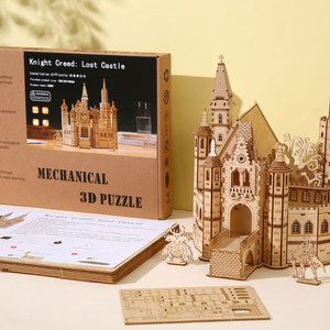 Vente en gros de puzzles 3D en bois, <span class=keywords><strong>château</strong></span> gothique médiéval, modè<span class=keywords><strong>le</strong></span> de construction d'église fantastique à assembler soi-même - Product Image 5