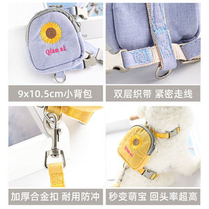 Sac à dos Teddy Bichon pour animaux de compagnie avec corde de traction Harnais de poitrine pour chat et chien pour l'entraînement à la marche Sac et chaîne portables pour animaux de compagnie - Product Image 3