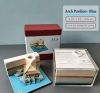 Modèle miniature de bâtiment en papier 3D sculpté au laser fait main, art populaire, bloc-notes créatif, ornement de bureau, coffret cadeau