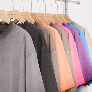 T-shirts vierges vintage en maille 100% Coton, respirants, anti-boulochage, coupe ample, multicolores, pour l'été, grammage lourd, style streetwear, vente en gros - Product Image 2