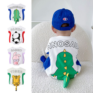 <span class=keywords><strong>Combinaison</strong></span> d'été pour nouveau-né pour garçons et filles Barboteuse en coton animal pour bébé avec fermeture à bouton pression Bodysuit à manches courtes - Product Image 5