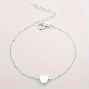 Pulsera de Cadena con Corazón, Aleación de Plata Tibetana, Joyería Linda para Mujer, Regalo, Pulseras con Dijes de Moda - Product Image 1