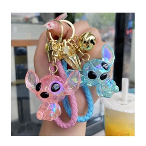 2024 New 3D Cute Transparent Crystal Stitch Keychain Cartoon Acrylic Key Chain Keyring Creative Pendant Car Bag Keychain