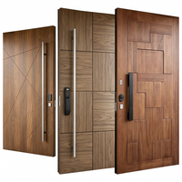 Porte d'entrée pivotante moderne à âme pleine, finition placage bois, avec serrure numérique intelligente, taille personnalisée