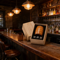 Verre à whisky en bois carbonisé fait main de 9 oz avec pierres de whisky dans un coffret cadeau pour whisky, vin, liqueur, cocktail