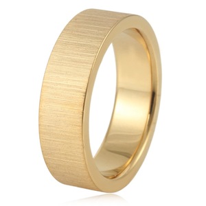 yunnique Men's <b>Titanium</b> Steel Brushed <b>Ring</b> Gold Color U Shape Wedding Band Jewelry - Product Image 1