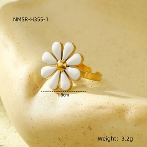 Accesorios Lindos Hipoalergénicos <span class=keywords><strong>para</strong></span> <span class=keywords><strong>Adolescentes</strong></span>, Joyería Delicada de Acero Inoxidable, Anillo Ajustable de Flor Blanca <span class=keywords><strong>para</strong></span> <span class=keywords><strong>Niñas</strong></span> - Product Image 6