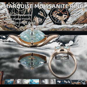 Anillo de compromiso clásico de plata 925 chapado en oro con moissanita de corte marquesa para mujer, diseño moderno, joyería fina, regalo de boda - Product Image 2