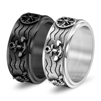 Bague pour homme en acier inoxydable, étanche et résistante aux rayures, motif ancre de bateau pirate et boussole, style luxe léger, très vendue et fréquemment portée