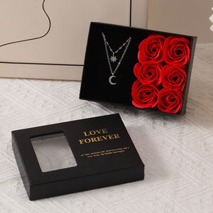 DAMAI Valentine's Day Gift Box for Ring Necklace Rose Jewelry Box Windowed Gift Box Windowed Soap Flower Ornament Box - Product Image 2