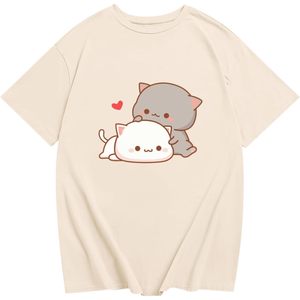 FOXA Cute <b>Cat</b> Graphic T-Shirt Women 100% Cotton Breathable Summer Short Sleeve <b>Tops</b> Kawaii Cartoon Animal Print - Product Image 1