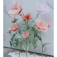 Ensemble de fleurs artificielles géantes de luxe en organza et papier, coquelicots et pivoines, pour décoration de mariage et événements, présentation florale