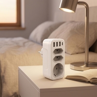 NYT RO-163 Adaptor AC USB Type-C 3-Port Standar Jerman & Ekstensi Stopkontak dengan Berbagai Fungsi EU/GER Baru