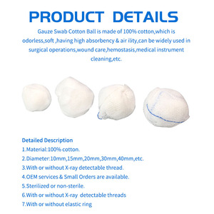 Bolas de Algodón Hemostáticas, Bolas de Gasa Quirúrgica, Bola de Gasa Absorbente Médica con Rayos X - Product Image 3