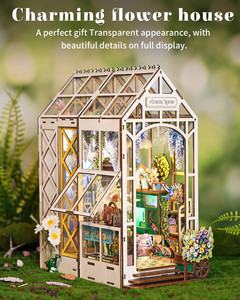 Rompecabezas 3D de Madera para Hacer uno Mismo, con Luz LED, Casa de Flores, Decoración de Librería en Miniatura para Adultos - Product Image 1