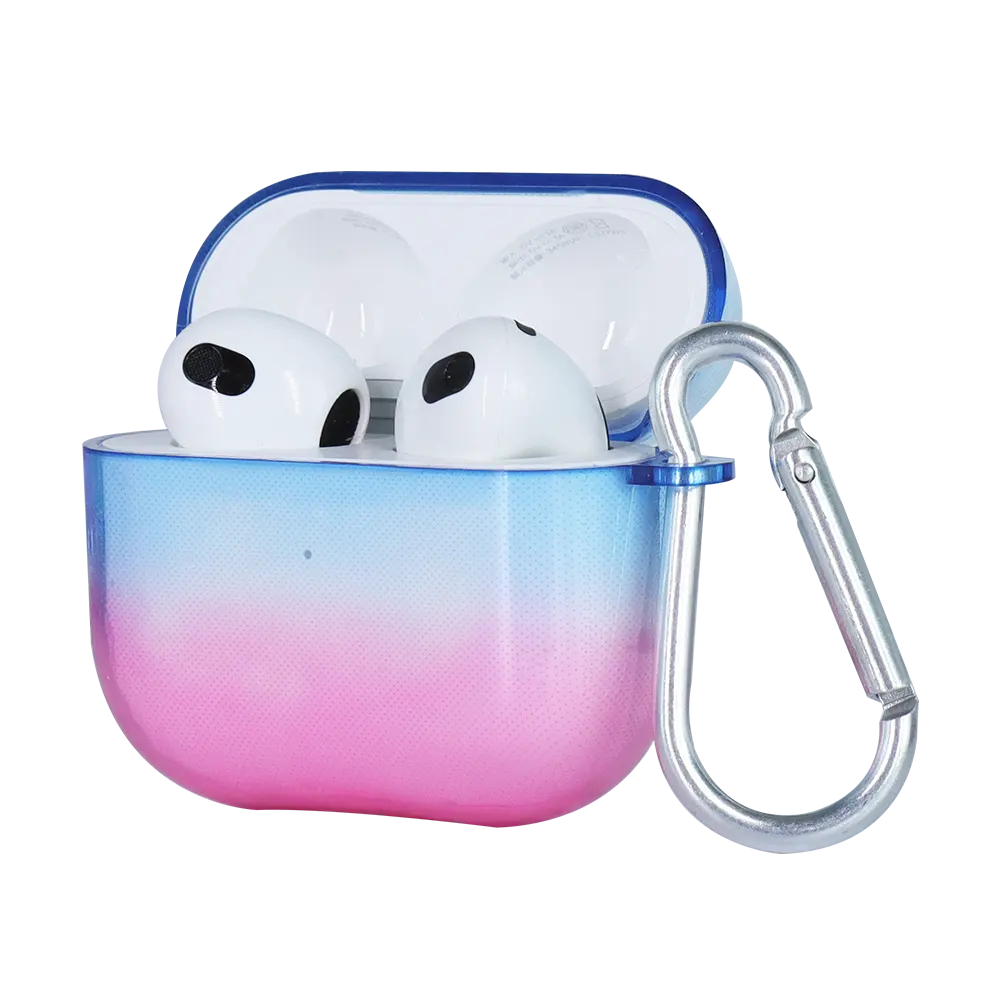 Gradient tpu tpe full protection clear headphone carrying case wireless earphone case with hook for AirPods case