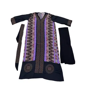 Vente en gros, robe abaya prête à l'emploi, grande taille, avec imprimé spandex doux, pierre de cristal, et écharpe, mode africaine wom - Product Image 1