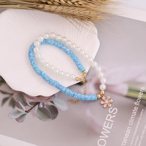 Boho สร้อยคอจี้รูปปลาโลมารูปดาวสีทอง18K สำหรับผู้หญิงสร้อยคอลูกปัดไข่มุกและโพลิเมอร์ดินเหนียวทำด้วยมือ - Product Image 2