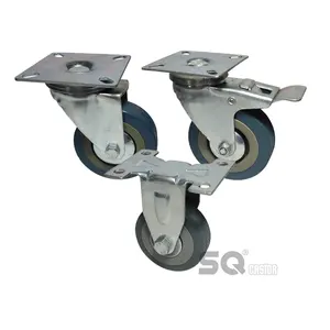 50 65 75 100 125mm Furniture gray pvc Plate swivel caster wheel Grey Rubber Casters and Wheels 100mm 125mm caster wheel
