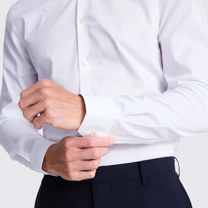 पुरुषों की सफेद स्लिम फिट गैर-लौह सूती शर्ट वसंत के लिए नए औपचारिक कार्यालय पहनने की प्रवृत्ति - Product Image 3