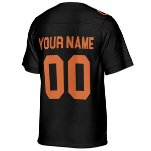 เสื้อฟุตบอลอเมริกันสีดำแบบปรับแต่งได้ คอวี แขนสั้น พิมพ์ลายแบบซับลิเมชั่น ระบายเหงื่อได้ดี ผลิตจากโพลีเอสเตอร์ 100% เสื้อผ้าผู้ชาย - Product Image 6