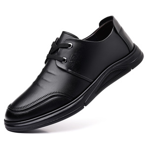 Men's <b>Height</b> <b>Increasing</b> Breathable Leather <b>Shoes</b> Black Lace Up Casual Business Style Wenzhou Origin Solid Color 7706 - Product Image 3