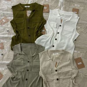 <span class=keywords><strong>Top</strong></span> sin mangas con cuello solapa estilo Old Money, versátil y a la moda para mujer; <span class=keywords><strong>Top</strong></span> elegante y sencillo con dos bolsillos, fino, para el verano 2026 - Product Image 1