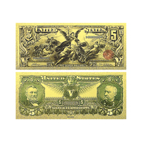Billet de banque vintage en feuille d'or de 1, 2 et 5 dollars américains (1863-1935) - Billets de collection 24K 15,5x6,5cm double face - Cadeau et décoration