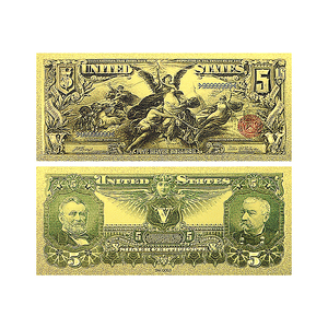 Banconote d'oro vintage USA 1863-1935 - Banconote da collezione da 1, 2, 5 Dollari in lamina d'oro 24K, 15,5x6,5 cm, fronte-retro, regalo e decorazione - Product Image 4