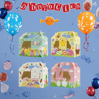 Carpeta de Cartón para Regalos con Diseño de Conejito y Huevo, Plegable, Reciclable, Personalizable, con Ventana, Temática de Pascua