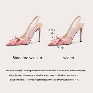 Sandalias de tacón de aguja con diseño floral para mujer, modelo 2025, de verano, sexy, con punta cerrada, tacones bajos, imprescindibles para realzar el temperamento femenino y elegante. - Product Image 6