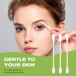 Hisopos de Bambú con Puntas de Algodón 100% Puro, Biodegradables, Libres de Plástico, Hisopos de Doble Cabeza para Limpieza de Oídos y Cuidado Personal - Product Image 1