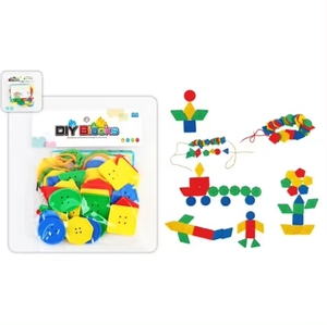 Colorido Botón de geometría enhebrado juguete 42 Piezas DIY juego de rompecabezas de bloques de construcción roscados para niños - Product Image 2