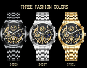Nuovo Orologio da Polso da Uomo di Marca alla Moda, al Quarzo, di Lusso, con Fasi Lunari, Luminoso, Impermeabile, Sportivo, con Data, 41mm, in Acciaio Inossidabile - Product Image 6