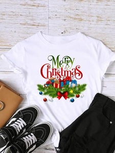 2025 fornitore all'ingrosso stampa di trasferimento di calore cartone animato albero di natale alla moda t-shirt a maniche corte da <span class=keywords><strong>donna</strong></span> alla moda - Product Image 5