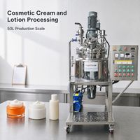 Homogénéisateur sous vide à cisaillement élevé automatique 50L pour la fabrication de crèmes hydratantes, de crèmes solaires et de lotions en usine