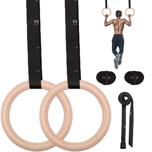 Anillas de Gimnasia de Alta Calidad y Seguridad, Anillas Circulares de Madera para Entrenamiento de Gimnasia, Anillas de Yoga, Ejercicio Aeróbico - Product Image 1