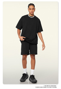 Wholesale High Quality 230gsm Blank Drop Shoulder t Shirt Cotton Heavyweight Oversized <b>Tshirt</b> Custom <b>Men's</b> T-shirts - Product Image 5