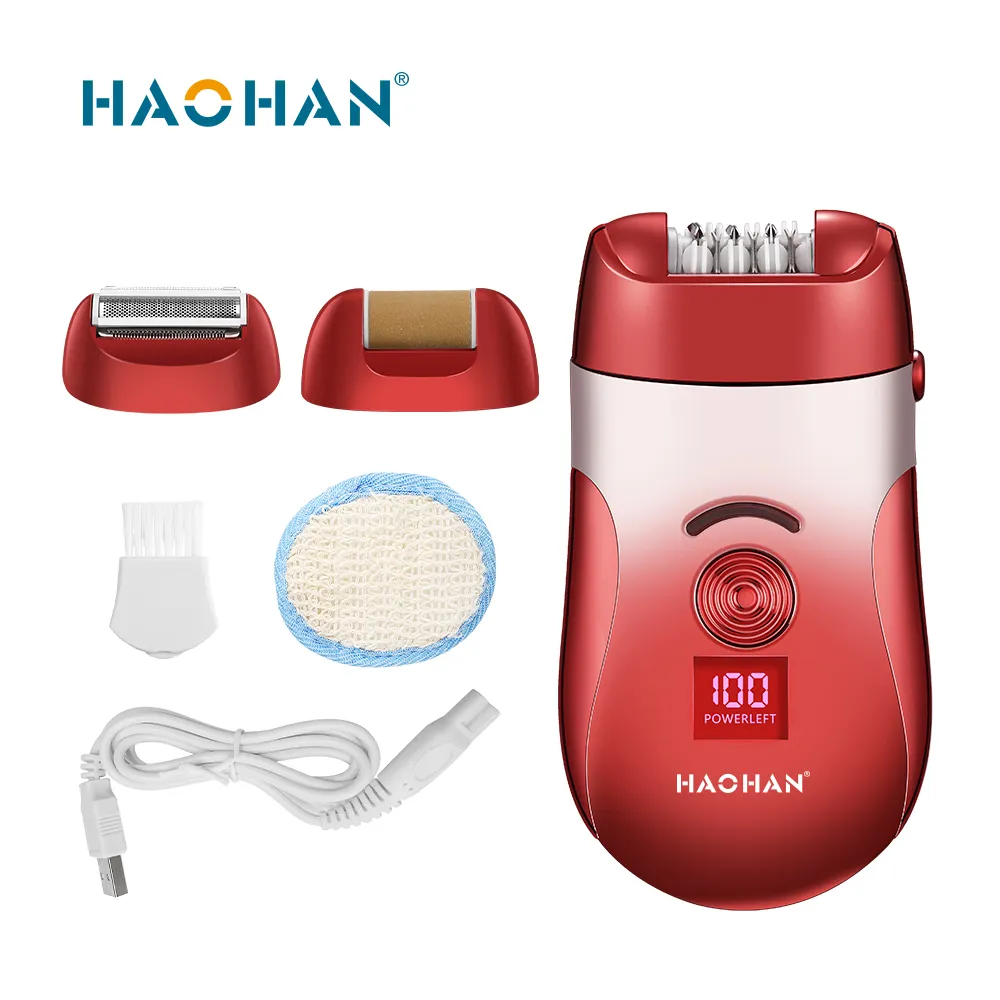 Haohan-Mini depiladora recargable para mujer, afeitadora femenina con luz Led eléctrica